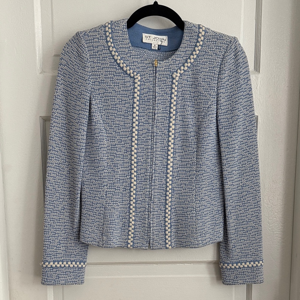 St. John Light Blue Textured Jacket